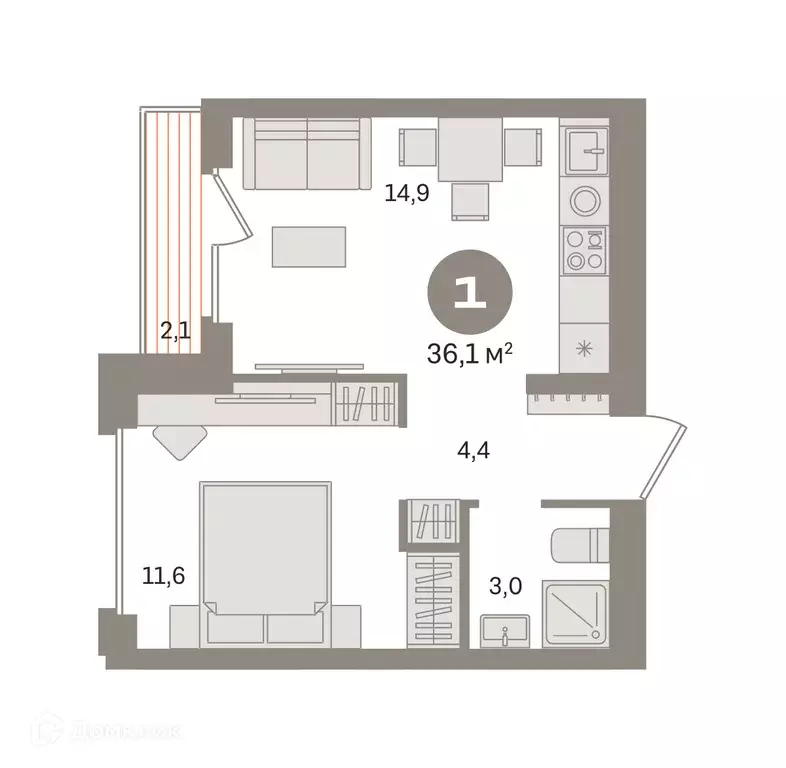 Продаётся 1-к квартира, 36.05 м - Фото 0