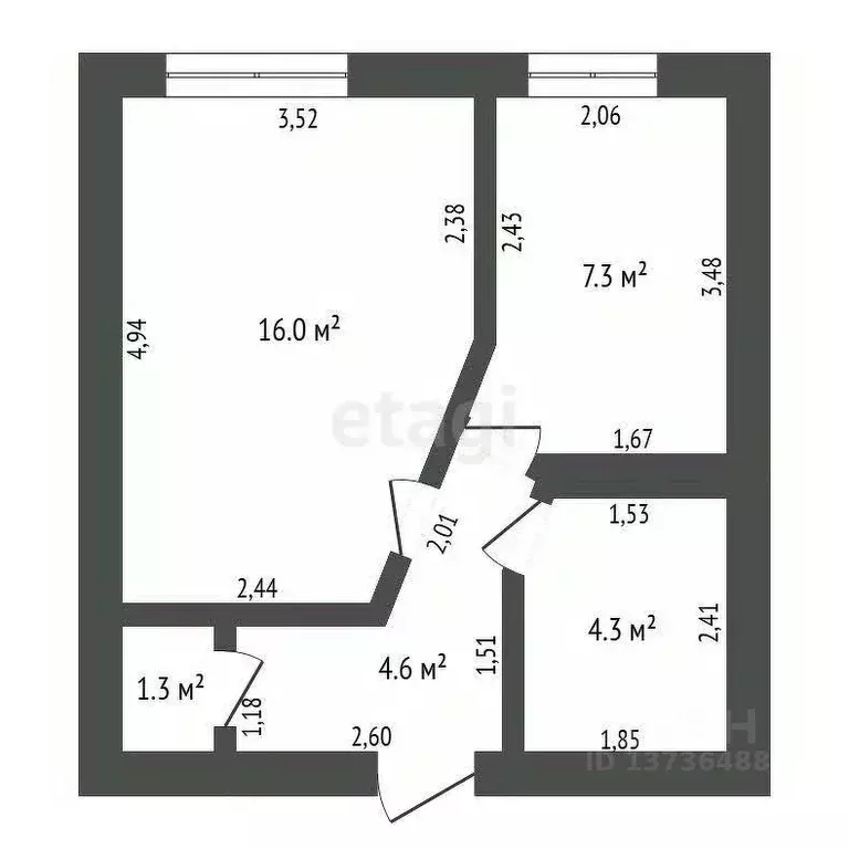 1-к кв. Амурская область, Благовещенск ул. Василенко, 14/3 (33.5 м) - Фото 2