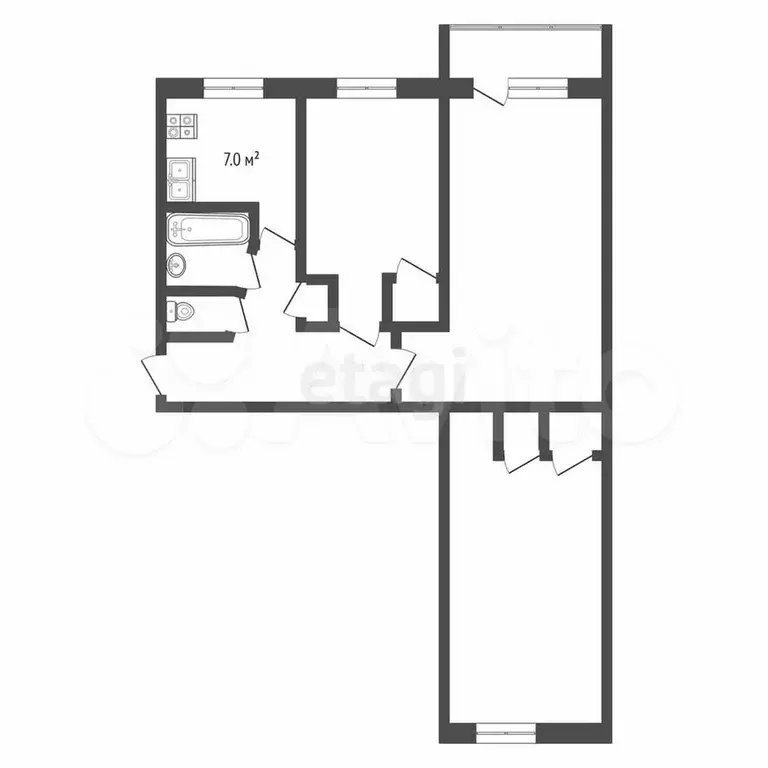 3-к. квартира, 59 м, 5/5 эт. - Фото 0