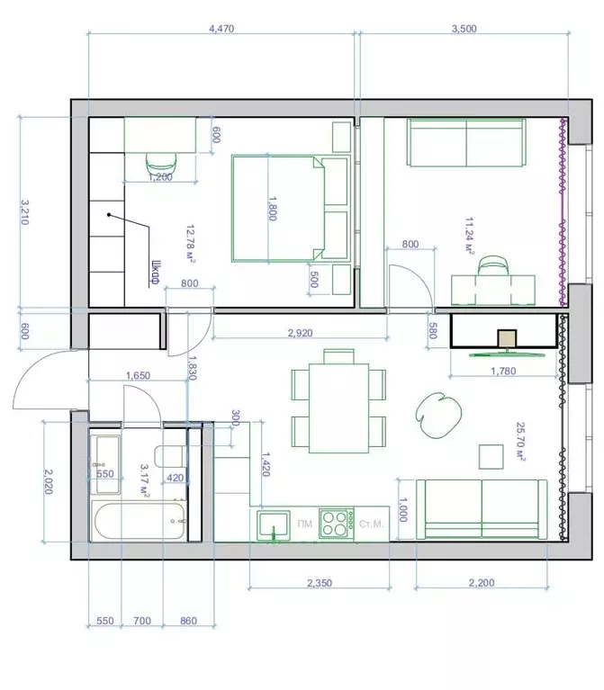 2-к кв. Московская область, Истра муниципальный округ, д. Писково 165 ... - Фото 2