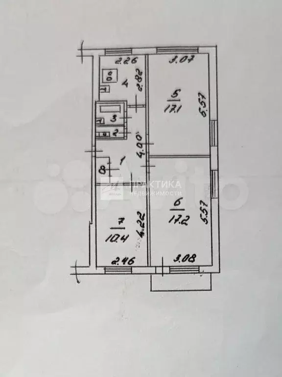 3-к. квартира, 60,7 м, 5/5 эт. - Фото 0