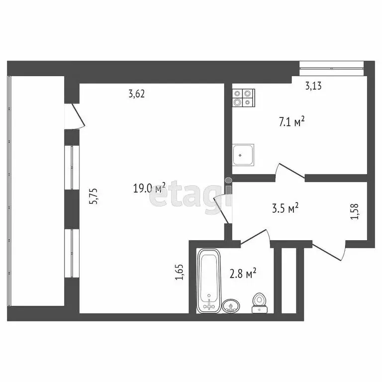 1-комнатная квартира: Евпатория, проспект Ленина, 20/27 (35.1 м) - Фото 1