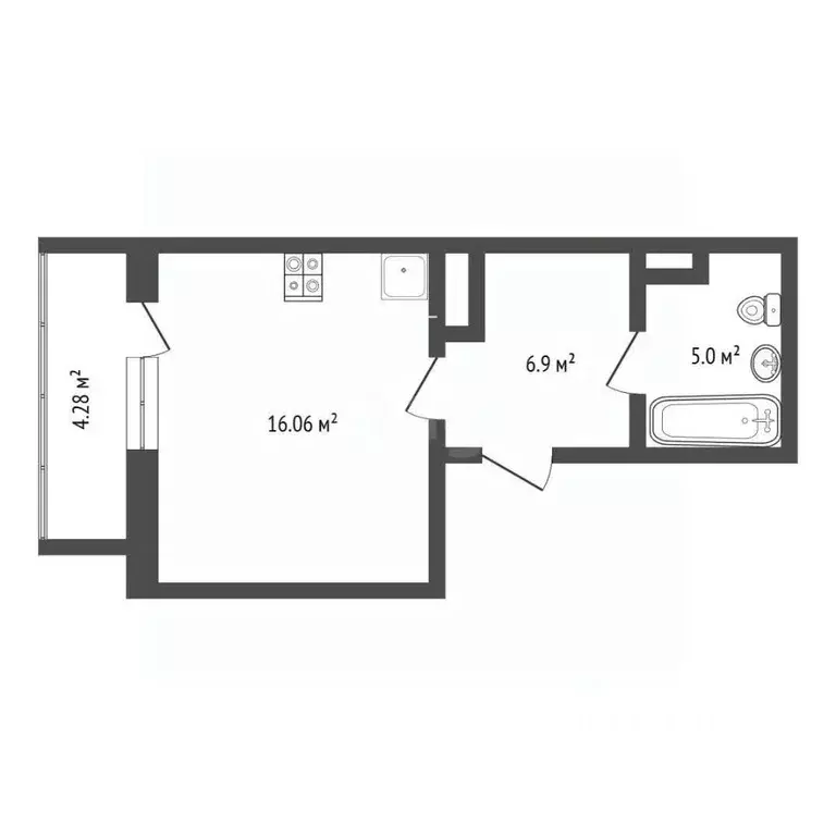 Студия Тюменская область, Тюмень ул. Фармана Салманова, 4 (31.0 м) - Фото 2