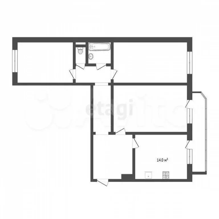 3-к. квартира, 85,9 м, 2/9 эт. - Фото 0