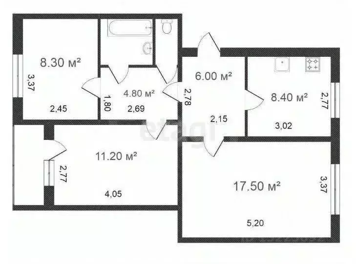 3-к кв. Вологодская область, Вологда ул. Щетинина, 64А (59.0 м) - Фото 2