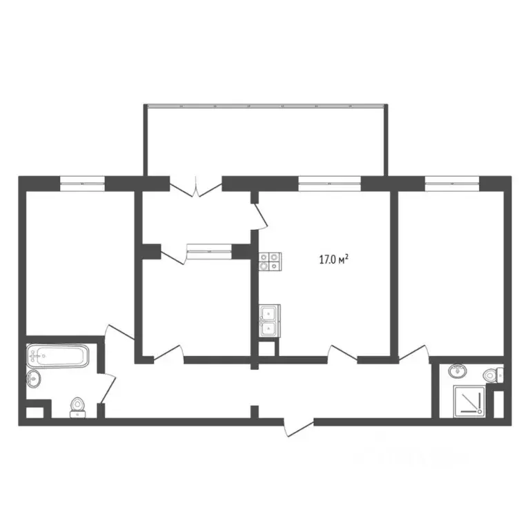 3-к кв. Тюменская область, Тюмень ул. Федюнинского, 30к6 (88.6 м) - Фото 2