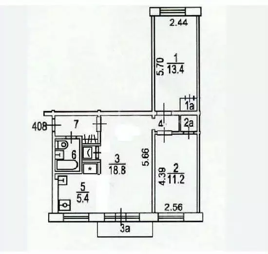 3-к кв. Москва Мукомольный проезд, 7к2 (58.0 м) - Фото 2