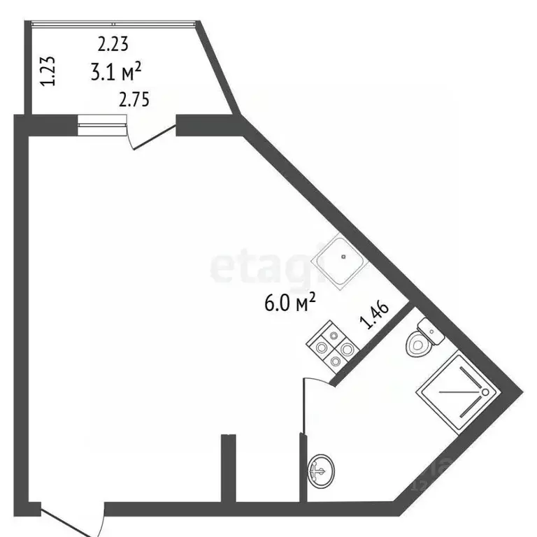 Студия Краснодарский край, Анапа ул. Мирная, 29к8 (30.0 м) - Фото 2