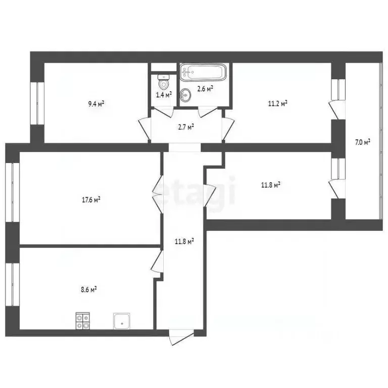 4-к кв. Саратовская область, Саратов Одесская ул., 26 (75.6 м) - Фото 1