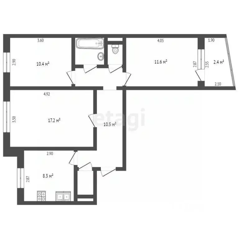 3-к кв. Омская область, Омск ул. 5-й Армии, 3 (63.2 м) - Фото 2
