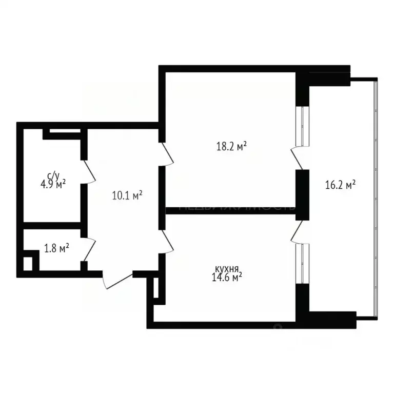 1-к кв. Тюменская область, Тюмень ул. Мельникайте, 34 (48.6 м) - Фото 0