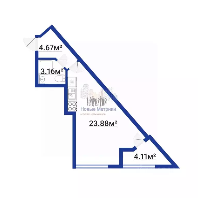 Студия Санкт-Петербург Планерная ул., 87к1 (32.0 м) - Фото 2