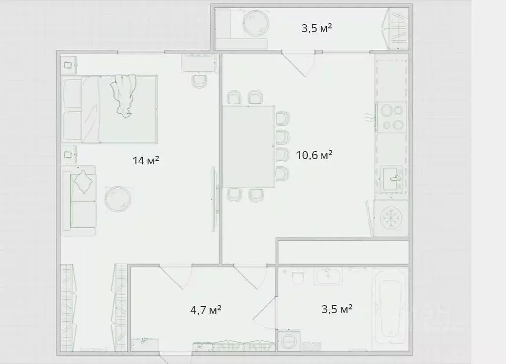 1-к кв. Краснодарский край, Краснодар Российская ул., 267/3к2 (32.8 м) - Фото 1