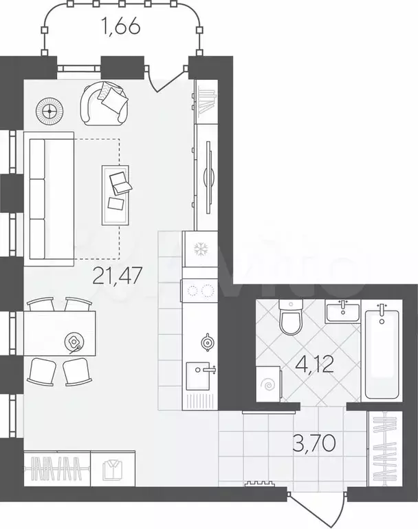 Квартира-студия, 31 м, 8/24 эт. - Фото 0