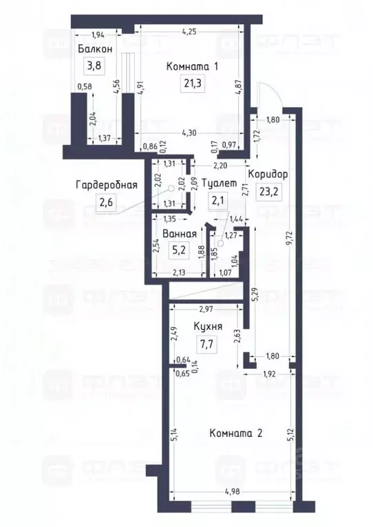 3-к кв. Татарстан, Казань ул. Достоевского, 57 (92.2 м) - Фото 2