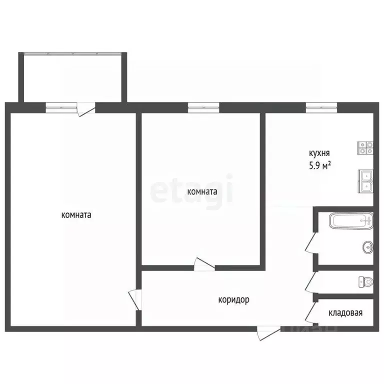 2-к кв. Тверская область, Кимры ул. Кириллова, 17 (44.4 м) - Фото 2