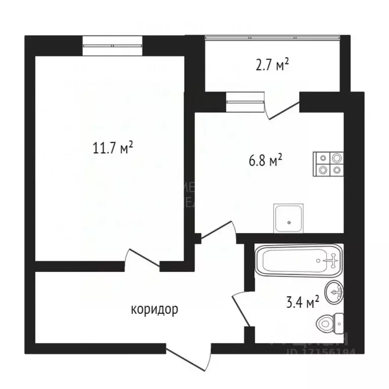 Студия Тюменская область, Тюмень ул. Надира Сагдеева, 4 (18.9 м) - Фото 1