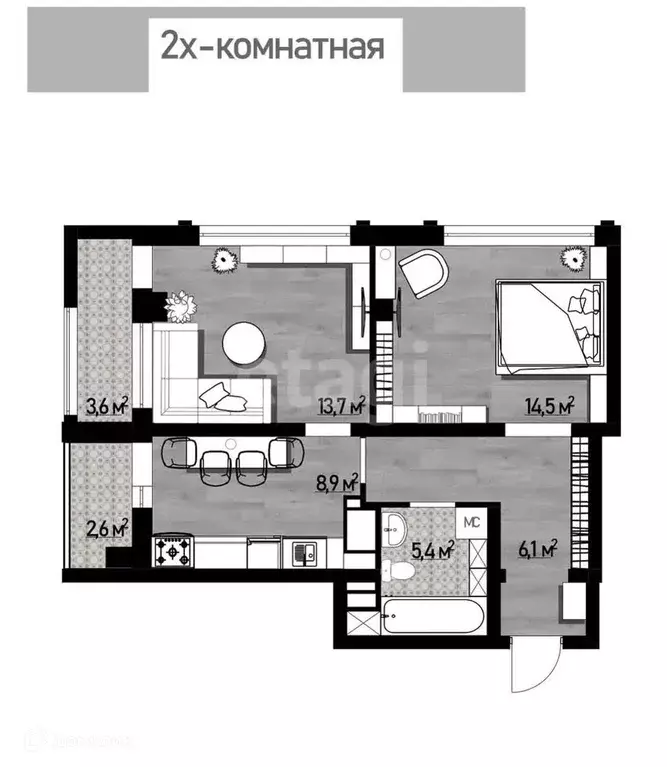 Продаётся 2-к квартира, 58.4 м - Фото 1