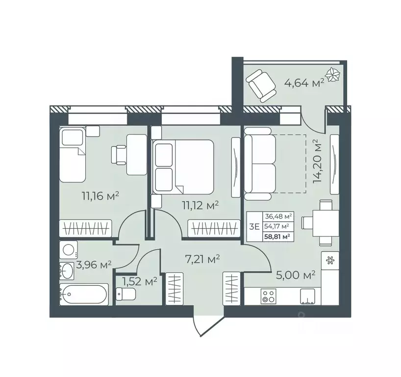3-к кв. Воронежская область, Бобров  (58.81 м) - Фото 1