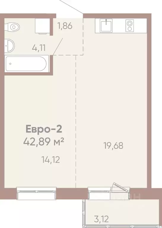 1-к кв. Иркутская область, Иркутск Советская ул., 109/3 (42.89 м) - Фото 0