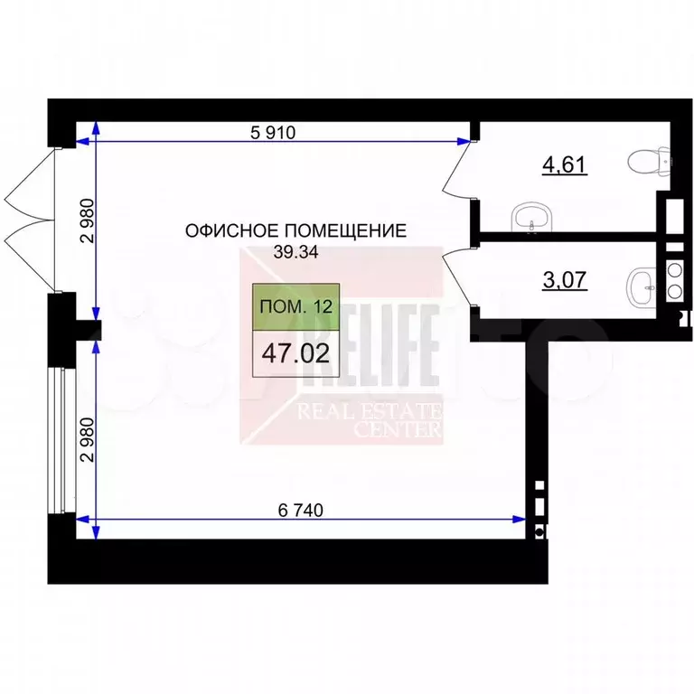 Продам помещение свободного назначения, 47.02 м - Фото 0