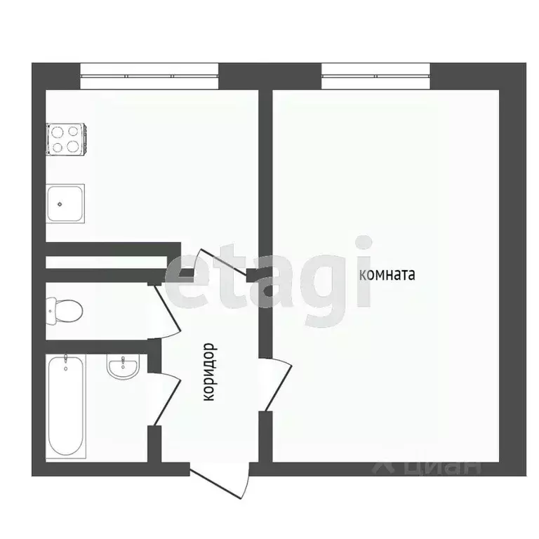 1-к кв. Ханты-Мансийский АО, Сургут Магистральная ул., 34 (30.8 м) - Фото 2