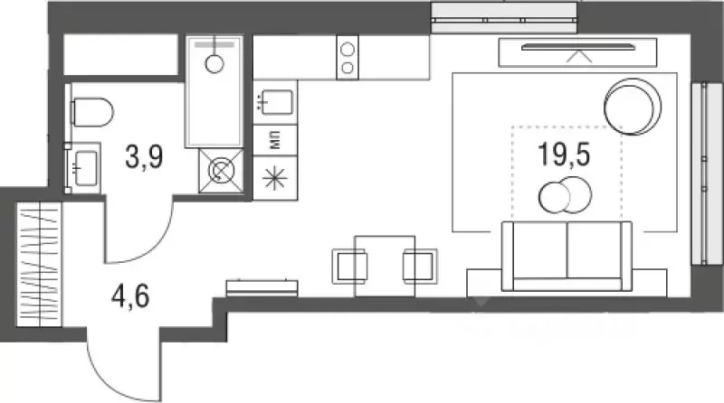 Студия Москва Тагильская ул., 2к1 (22.7 м) - Фото 0