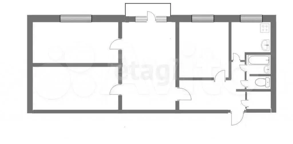 4-к. квартира, 60,7 м, 2/5 эт. - Фото 0