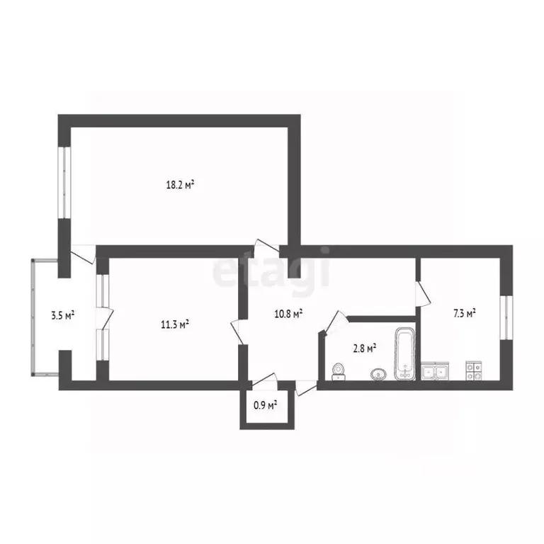 2-к кв. Севастополь ул. Генерала Хрюкина, 3 (54.4 м) - Фото 2