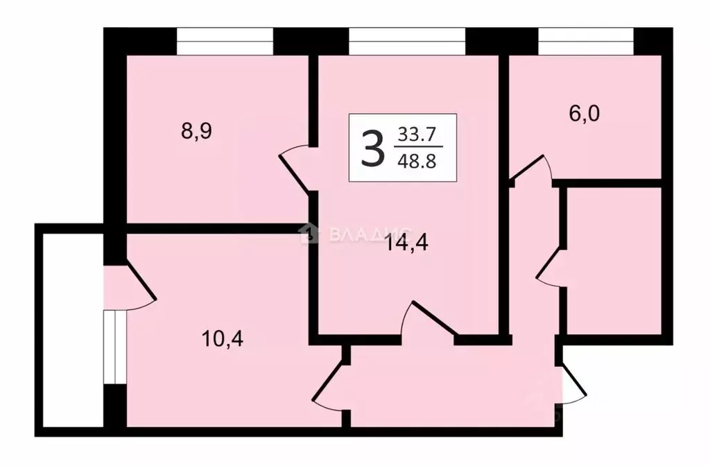 3-к кв. Москва Чертановская ул., 43К2 (48.8 м) - Фото 1