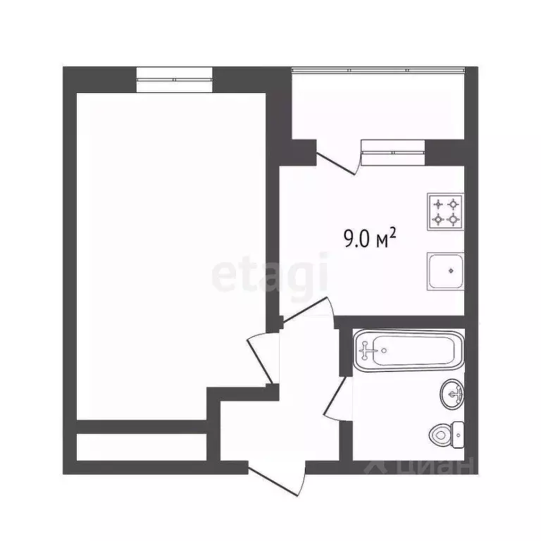 1-к кв. Тюменская область, Тюмень ул. Ветеранов Труда, 9А (32.8 м) - Фото 2