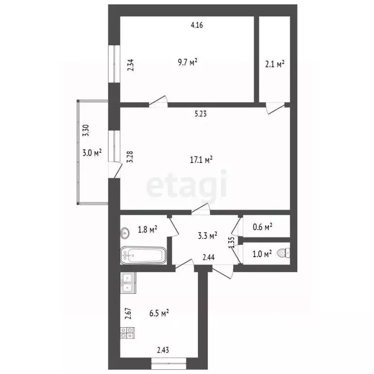 2-к кв. Хабаровский край, Комсомольск-на-Амуре просп. Мира, 25 (42.1 ... - Фото 1