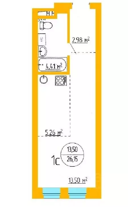 1-к кв. Башкортостан, Уфа ул. Аксакова, 79 (26.29 м) - Фото 0