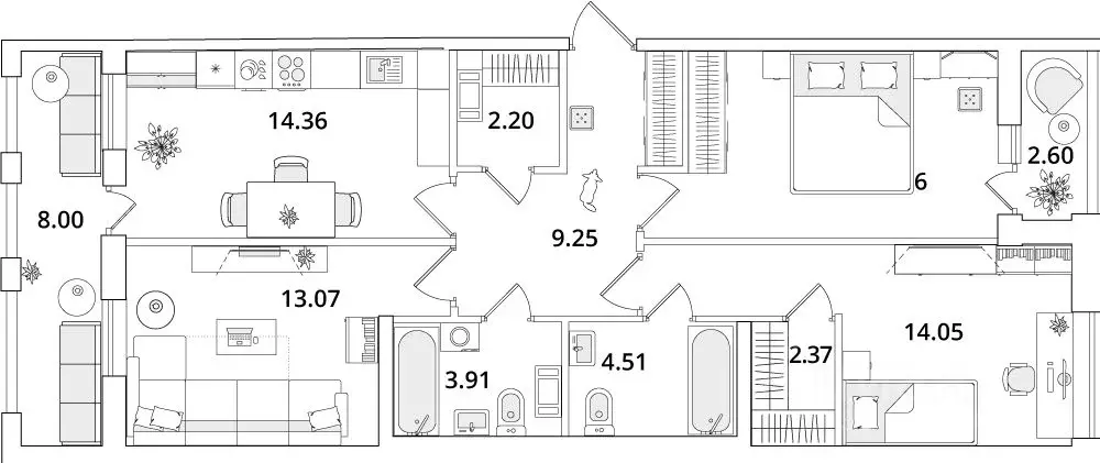 3-к кв. Санкт-Петербург Кубинская ул., 82к3с1 (84.8 м) - Фото 0