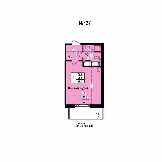 Квартира-студия: посёлок Парголово, Ольгинская дорога, 3/20 (28.5 м) - Фото 2