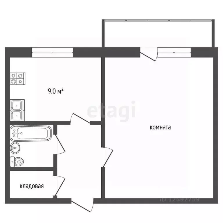 1-к кв. Тамбовская область, Тамбов ул. Рылеева, 98 (37.9 м) - Фото 1