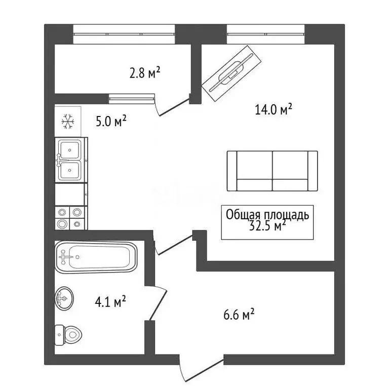 Квартира-студия: Новосибирск, улица Михаила Востокова, 4 (32.5 м) - Фото 1