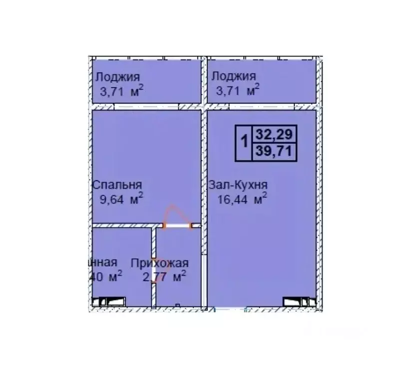 1-к кв. Чеченская республика, Грозный пос. Строителей,  (39.71 м) - Фото 1