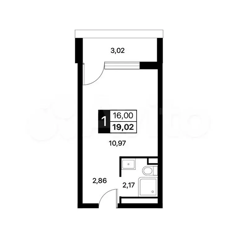 Апартаменты-студия, 19 м, 12/14 эт. - Фото 0