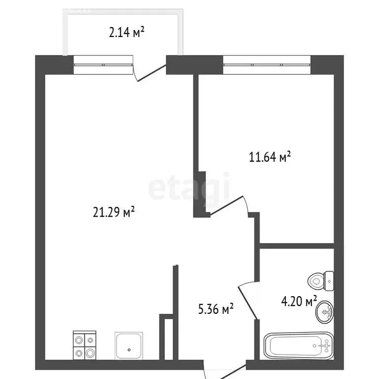 1-комнатная квартира: Тюмень, улица Василия Шамова, 6 (42.3 м) - Фото 1