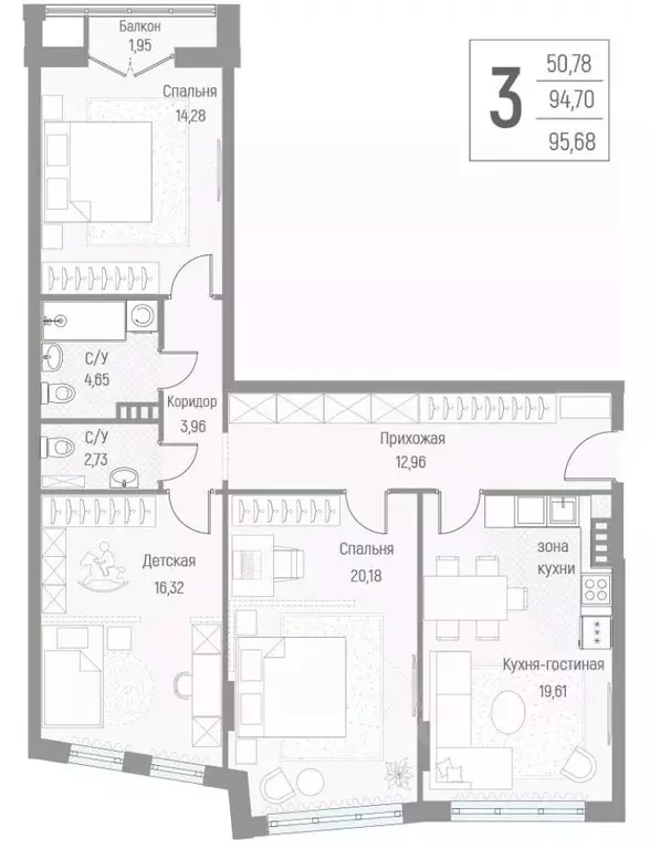 3-к кв. Московская область, Одинцовский городской округ, д. Крюково ... - Фото 1