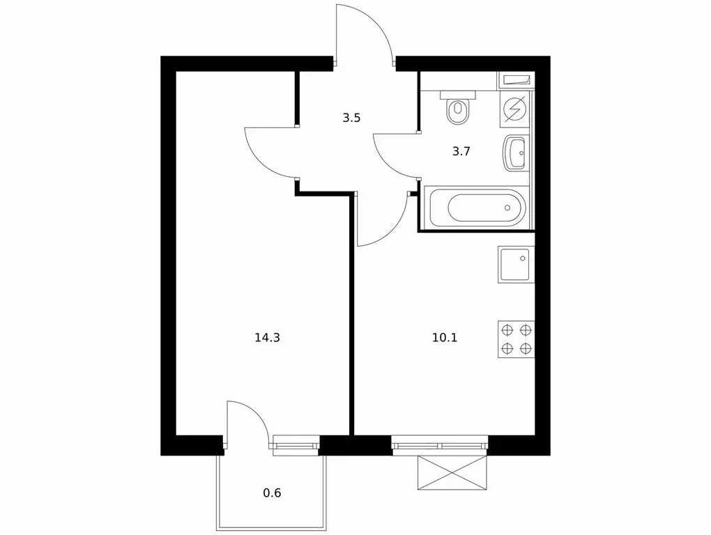 1-комнатная квартира: Котельники, микрорайон Парковый, 2к1 (32.2 м) - Фото 0