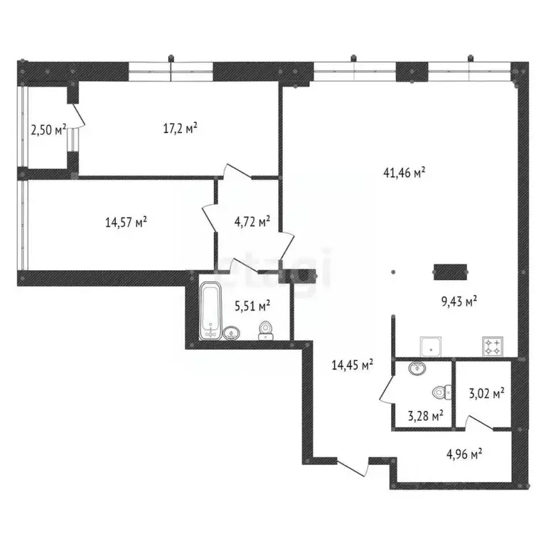 3-к кв. Башкортостан, Уфа ул. Ленина, 75 (121.1 м) - Фото 2