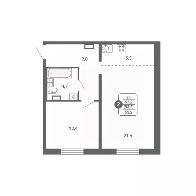 2-к кв. Кировская область, Киров ул. Потребкооперации, 34 (53.2 м) - Фото 0