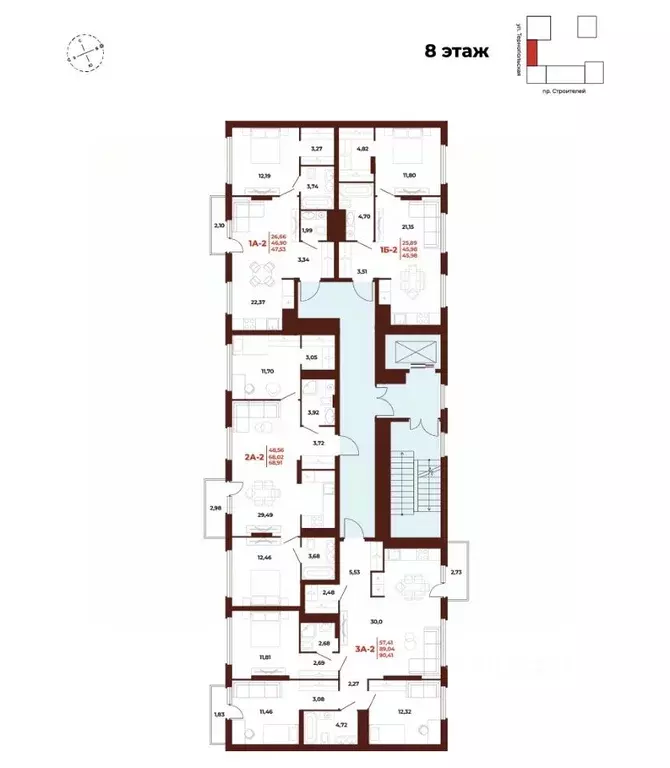 2-к кв. Пензенская область, Пенза Арбери жилой комплекс (68.91 м) - Фото 2