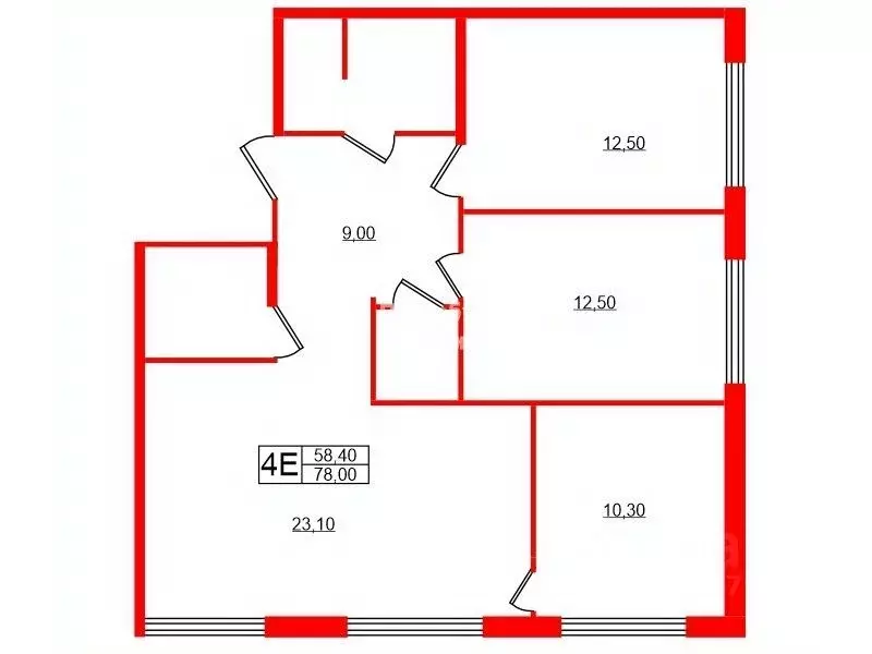 3-к кв. Санкт-Петербург наб. Черной речки, 5 (78.0 м) - Фото 2