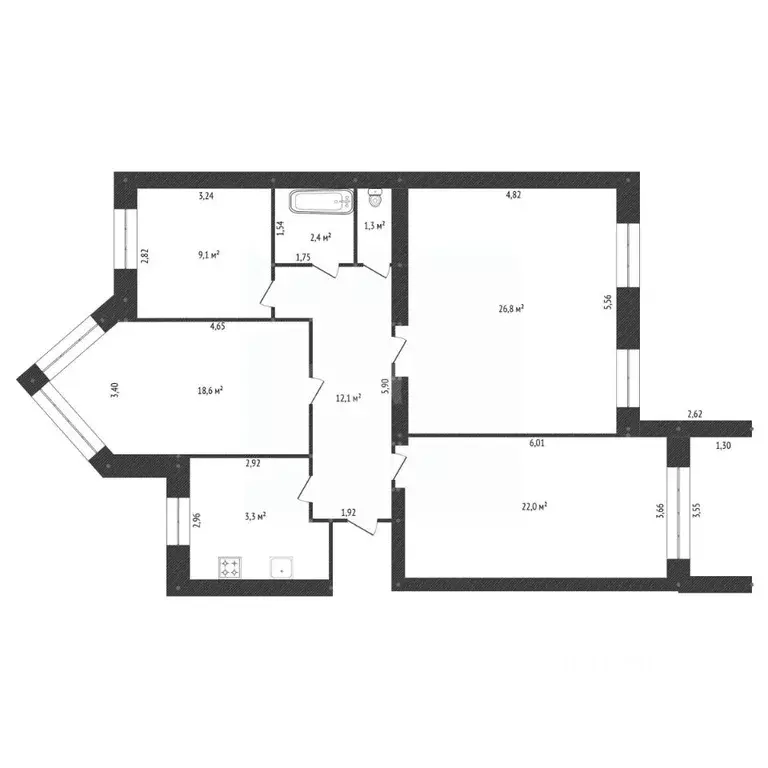 4-к кв. Башкортостан, Уфа ул. Кирова, 46 (101.5 м) - Фото 2