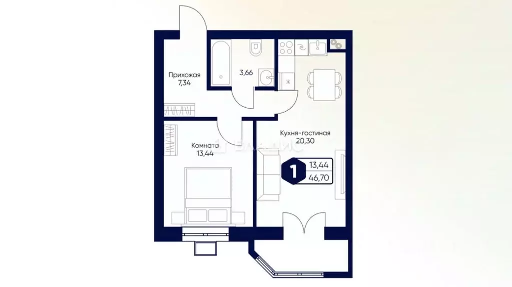 1-к кв. Московская область, Дмитровский муниципальный округ, с. ... - Фото 2