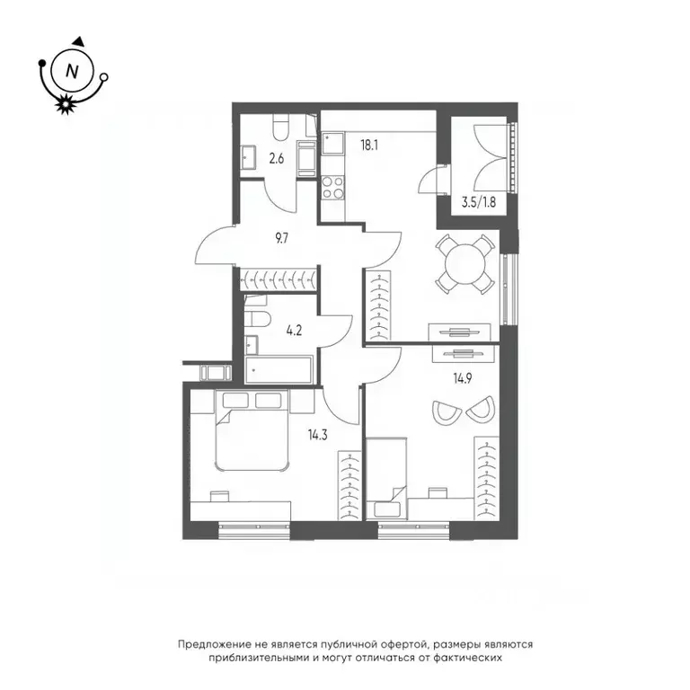 2-к кв. Омская область, Омск Зеленая река мкр, 13 (65.6 м) - Фото 0