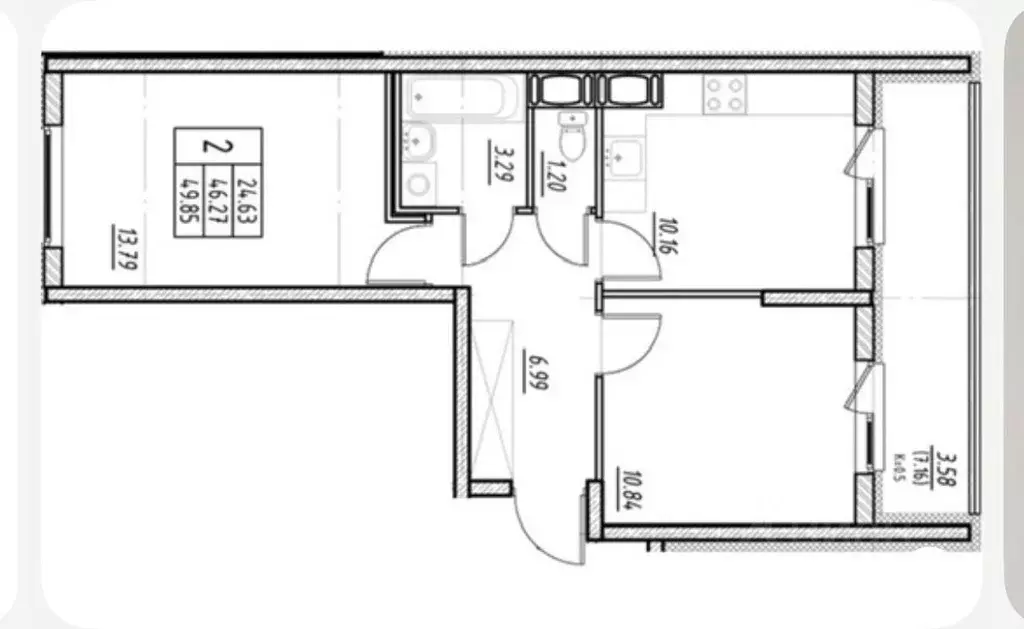 2-к кв. Санкт-Петербург ул. Плесецкая, 10 (52.7 м) - Фото 1